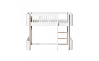 Lit mezzanine bas – Wood Mini Collection – Blanc/chêne