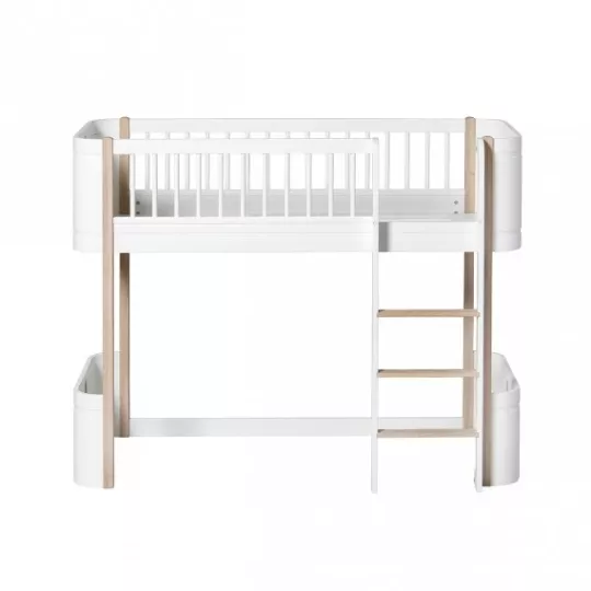 Lit mezzanine bas – Wood Mini Collection – Blanc/chêne
