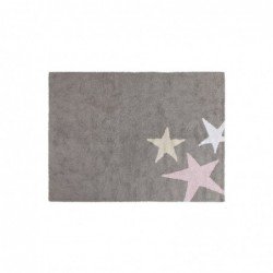 Tapis gris – 3 étoiles – Blanc/Beige/Rose