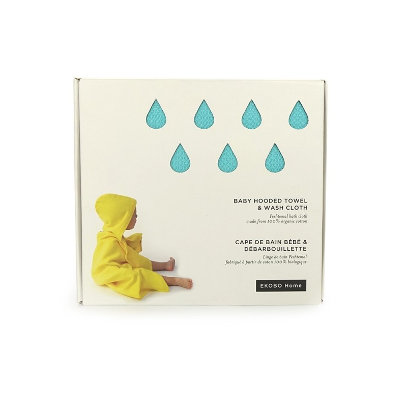 Set de Cape de Bain Bébé & Gant Toilette Bleu Set de Cape de Bain Bébé & Gant Toilette Bleu