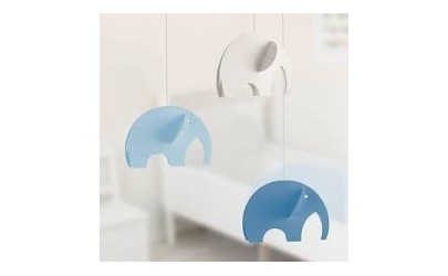 Mobile suspendu – Éléphants bleus