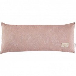 Coussin Hardy Long – Bulles blanches – Rose brume