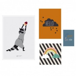 Lot de 4 affiches – Hello