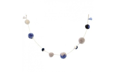 Guirlande – pompons – bleu