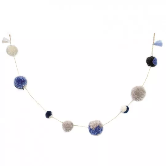 Guirlande – pompons – bleu
