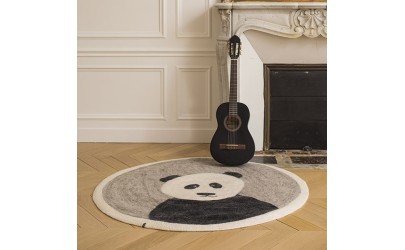Round rug Ø120 cm – Pasu Panda - light stone