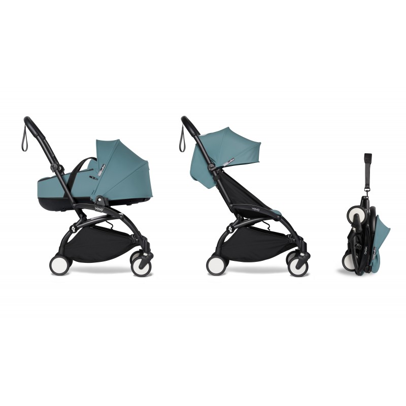 Babyzen YOYO2 stroller complete with Bassinet - aqua and black frame - Petit-Toi Babyzen YOYO2 stroller complete with Bassinet - aqua and black frame - Petit-Toi