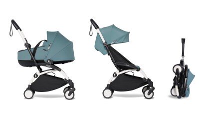 Babyzen YOYO2 stroller complete with Bassinet - aqua and white frame - Petit-Toi