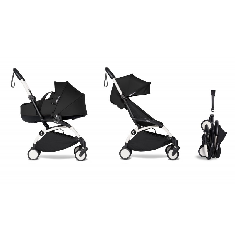 Babyzen YOYO2 stroller complete with Bassinet - black and white frame - Petit-Toi