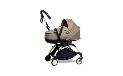 Poussette YOYO3 nouveau-né Nacelle Taupe, Châssis Blanc