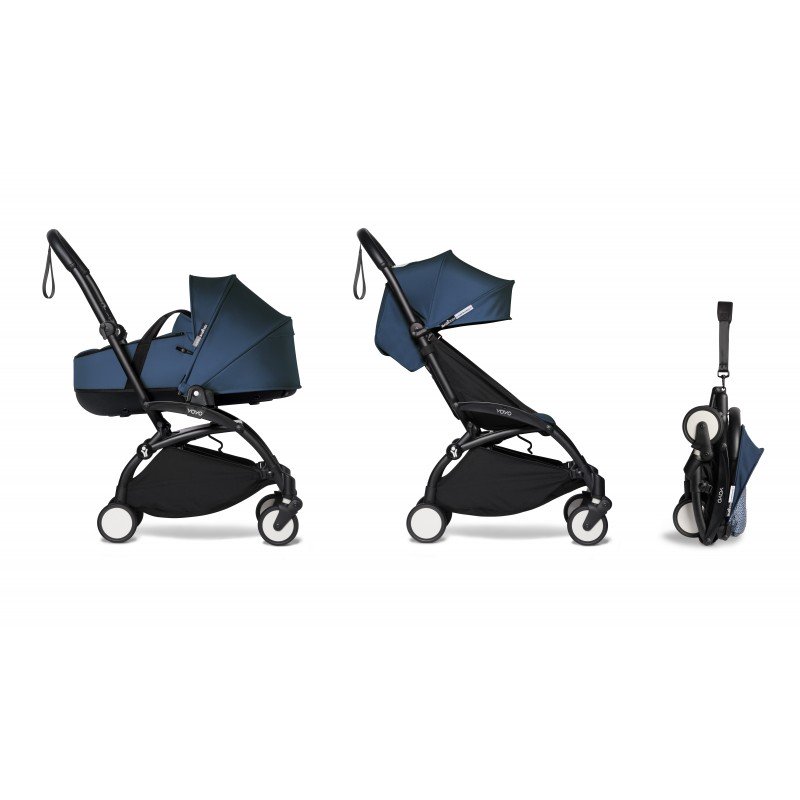 Babyzen YOYO2 stroller complete with Bassinet - Navy Blue and black frame - Petit-Toi