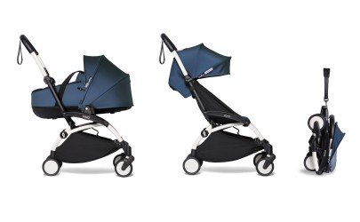 Babyzen YOYO2 stroller complete with Bassinet - Navy Blue and white frame - Petit-Toi