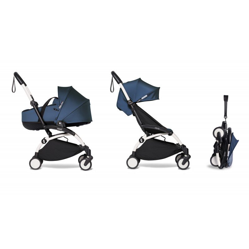 Babyzen YOYO2 stroller complete with Bassinet - Navy Blue and white frame - Petit-Toi