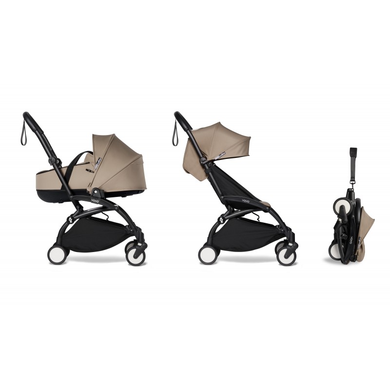 Babyzen YOYO2 stroller complete with Bassinet - taupe and black frame - Petit-Toi