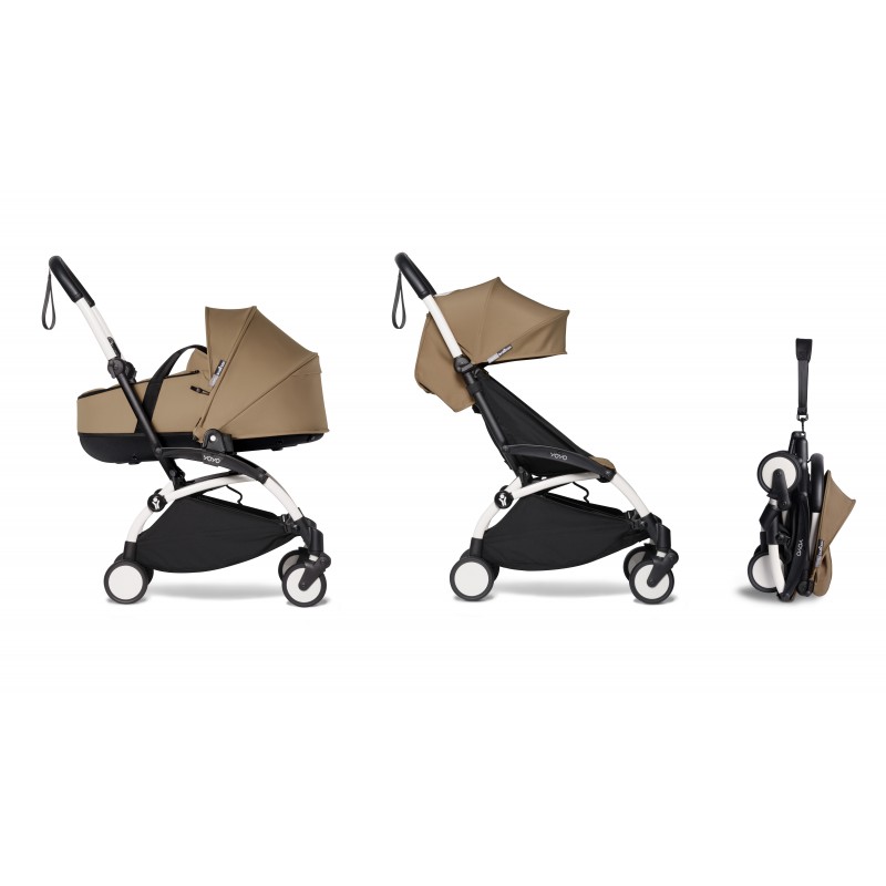 Babyzen YOYO2 stroller complete with Bassinet - toffee and white frame - Petit-Toi