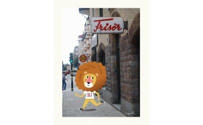 The Lion at hairdresser poster by OMM Design - Petit-Toi