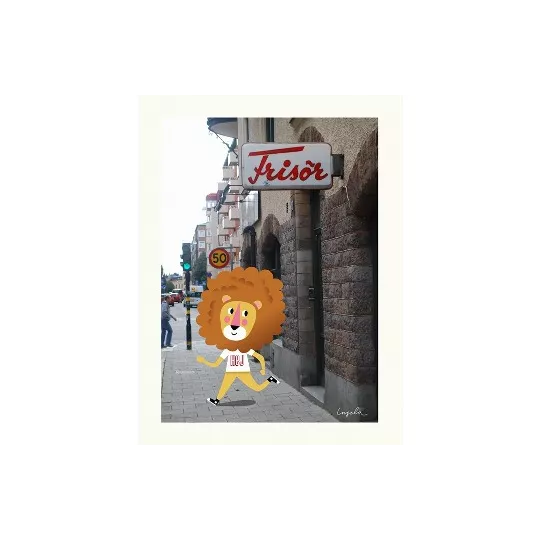 The Lion at hairdresser poster by OMM Design - Petit-Toi