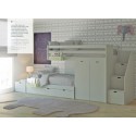 Children's train bed with storage, wardrobe, drawers, or extra bed.