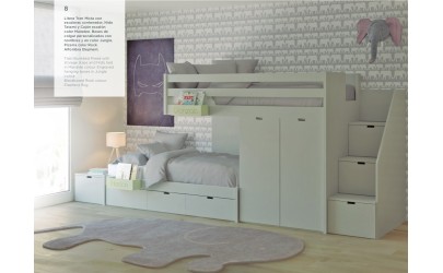 Train  Bed +  Wardrobe/Drawers + Storage Steps Muba Design - Petit Toi