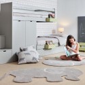 Children's train bed with storage, wardrobe, drawers, or extra bed.