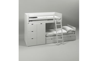 Train  Bed +  Wardrobe/Drawers + Storage Steps Muba Design - Petit Toi