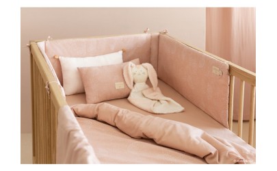 Cot bumper nest white bubble misty pink Nobodinoz Petit-Toi