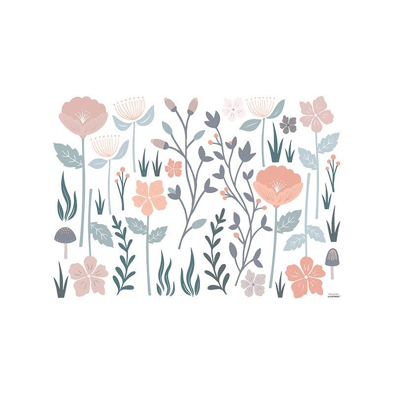 Planche de stickers muraux - Grandes Fleurs jardin