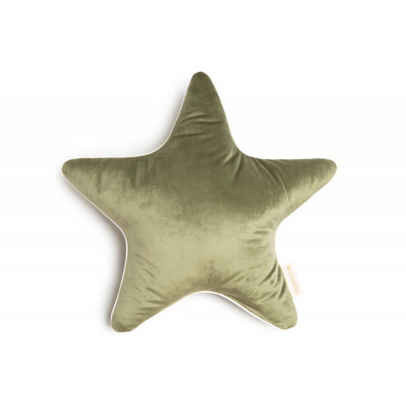 aristote-star-velvet-cushion-olive-green-nobodinoz-petit-toi-lausanne