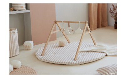 tapis-jeux-rond-fluffy-rayé-taupe-naturel-nobodinoz-petit-toi-lausanne