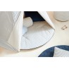 round playmat fluffly blue stripes natural Nobodinoz Petit-Toi