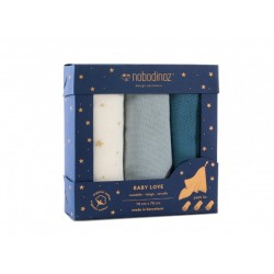 Box 3 Baby Love Swaddles Pack - Blue - Petit Toi Lausanne