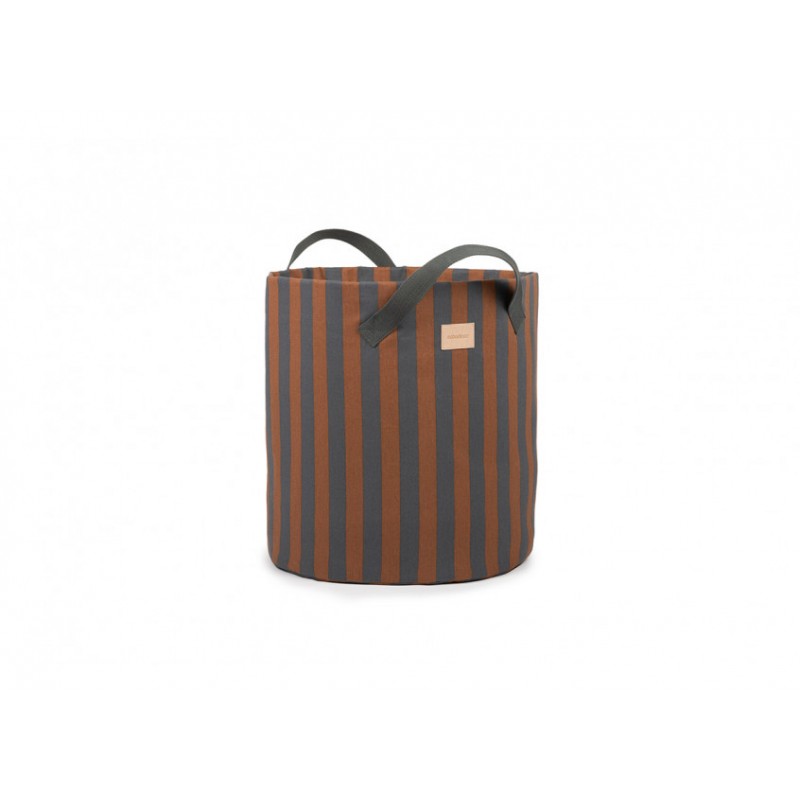 Sac à Jouets Majestic - Blue Brown Stripes - Petit Toi Lausanne