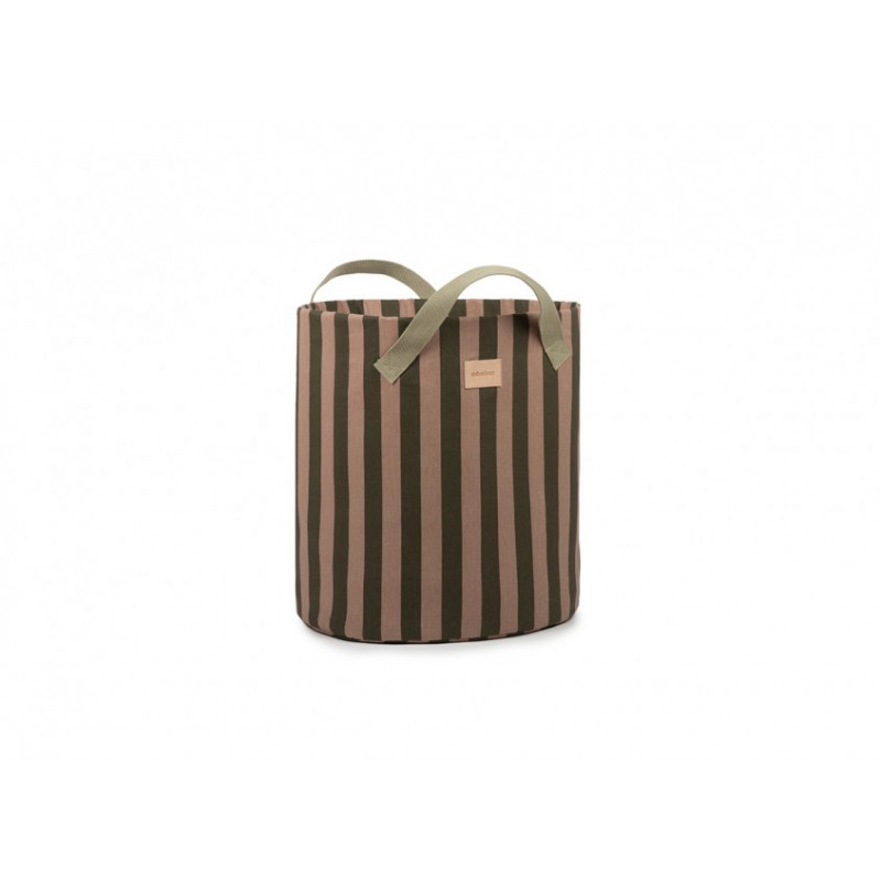 Majestic Toybag - Green Taupe Stripes - Petit Toi Lausanne