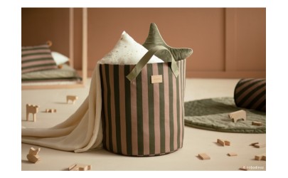 Majestic Toybag - Green Taupe Stripes - Petit Toi Lausanne