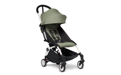 Stroller Babyzen YOYO2 6+ - Olive, white frame - Petit Toi Lausanne