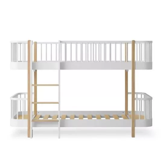Low bunk bed - Wood original - white/oak