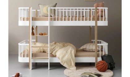 Low bunk bed - Wood original - white/oak