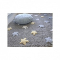 Tapis Gris – Étoiles tricolores – Blanche/Beige/Bleue